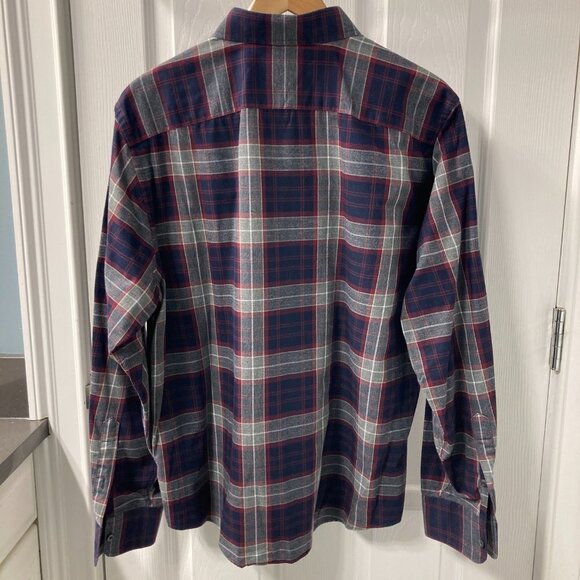 UNTUCKit Red Blue Gray Plaid Cotton Long Sleeve Button Down Shirt Size Large - Picture 4 of 6